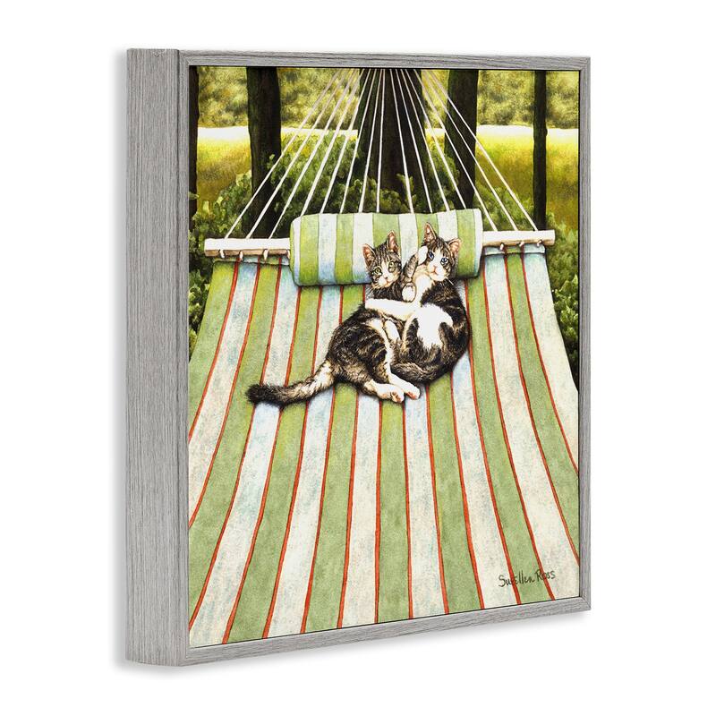 Stupell Playful Kittens on Hammock Framed Giclee Art Design By Sueellen Ross