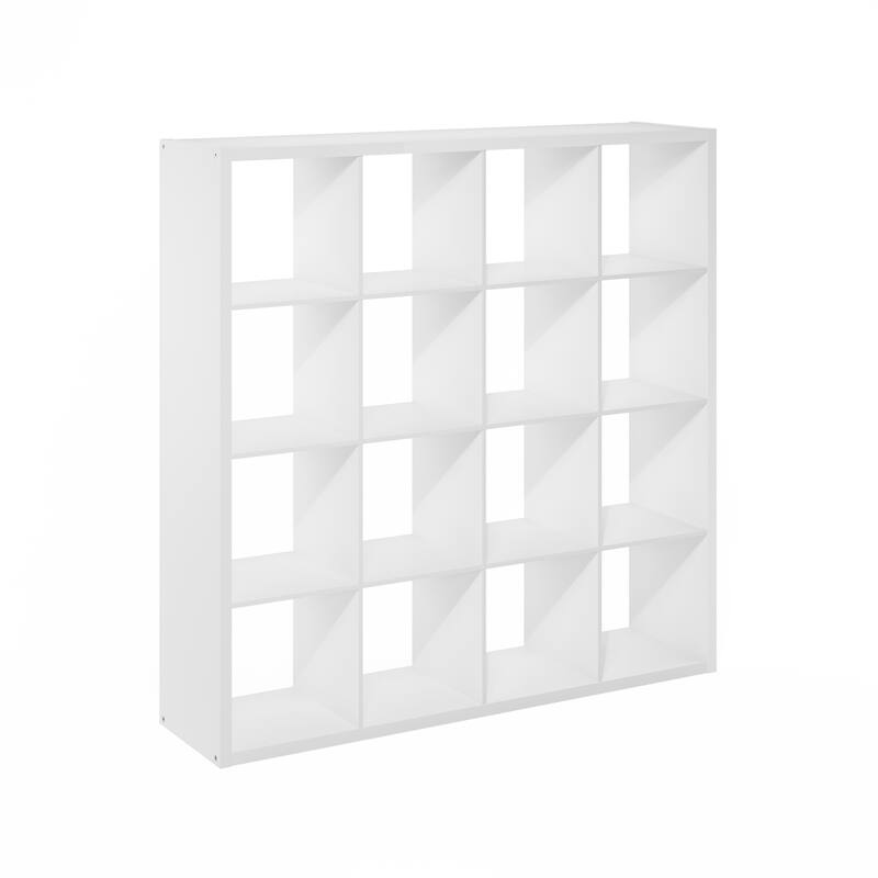 Furinno Cubicle Open Back Decorative Cube Storage Organizer, 16-Cube, White - White