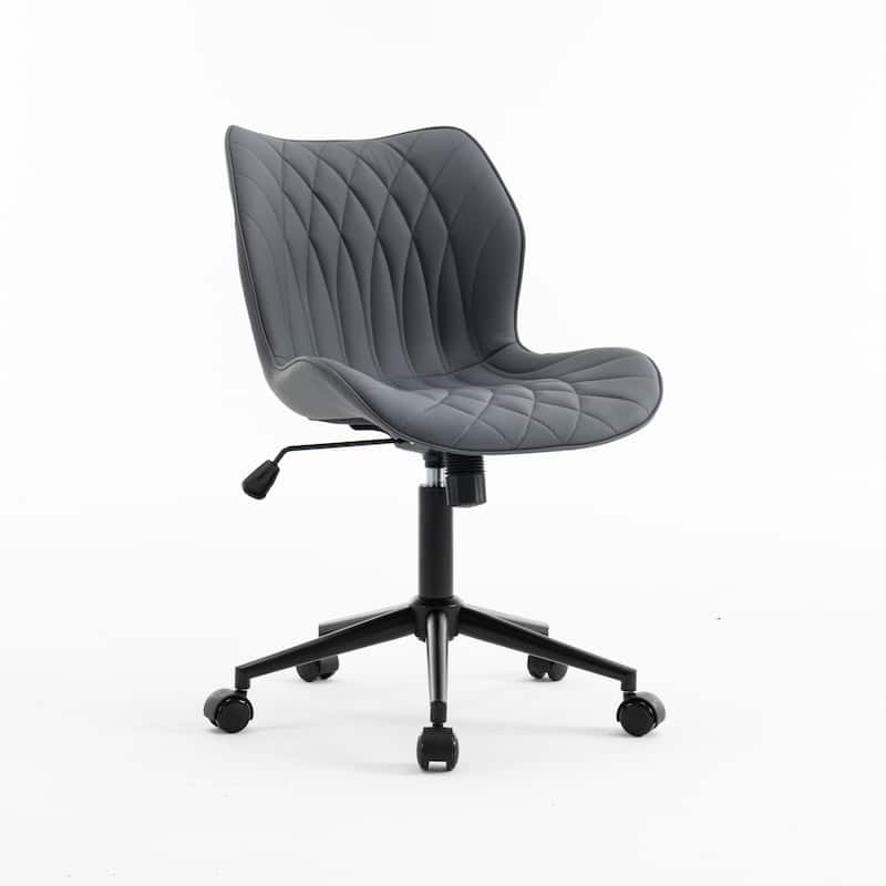 Faux Leather Office Chair with Wheels, Upholstered Task Chair