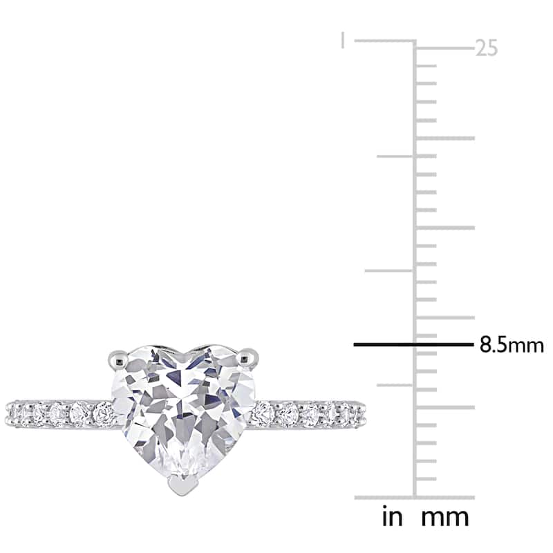 Miadora 2 3/5ct TGW Heart-cut Created White Sapphire Engagement Ring in 10k White Gold