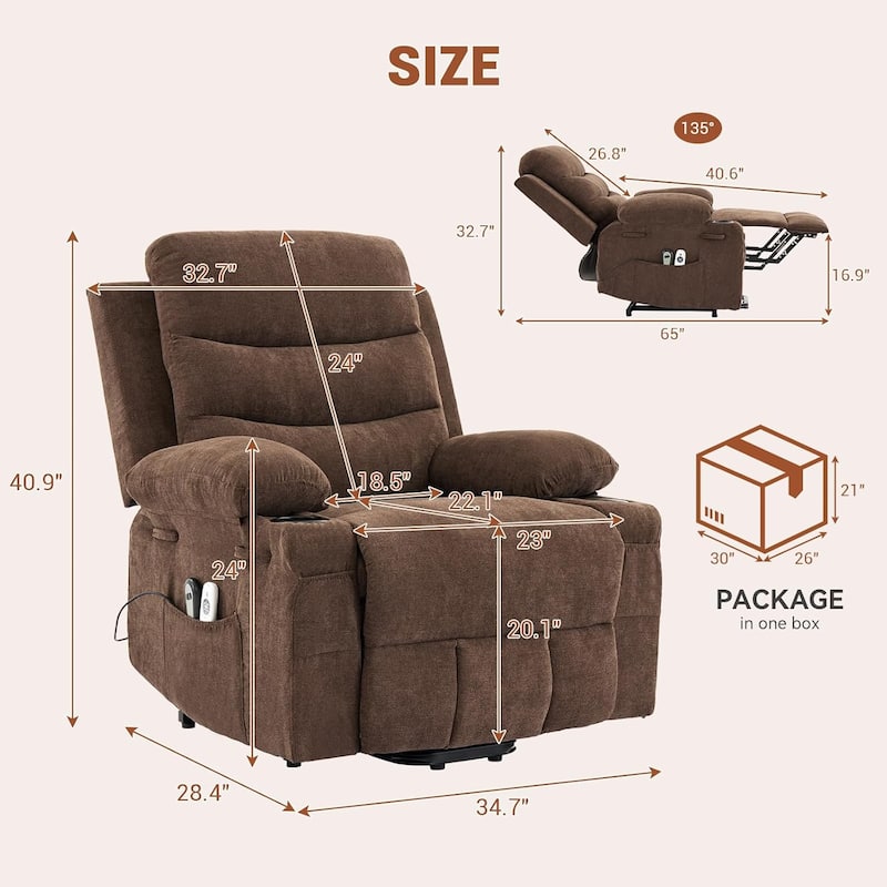 Oversized Electric Power Lift Recliner Chair, Recliners for Elderly With Heat and Massage