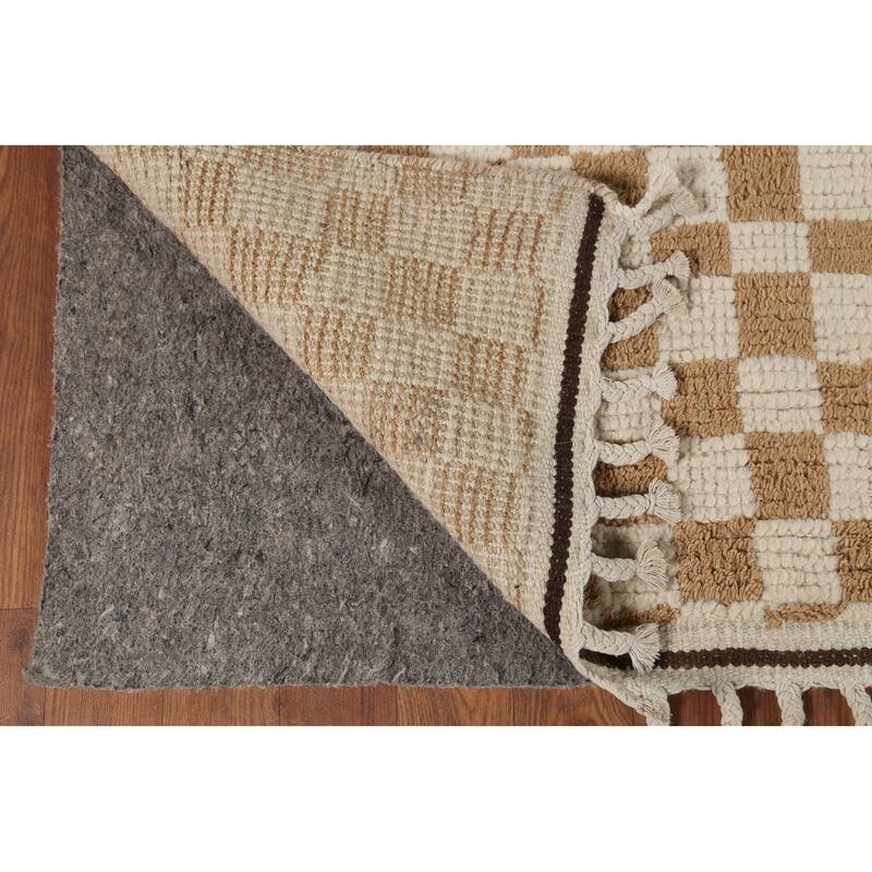 All-Over Moroccan Abstract Area Rug Hand-Knotted Oriental Wool Carpet - 6'2"x 9'10"