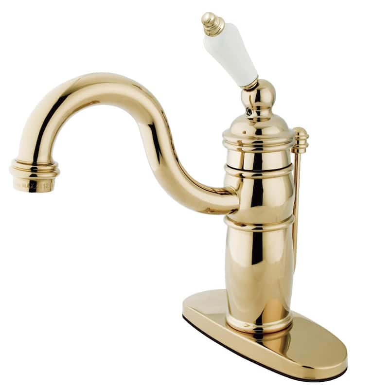 Kingston Brass Victorian Bathroom Faucet with Porcelain Lever Handle - Polished Brass