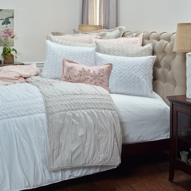 Carley White Hand Quilted Cotton Sham