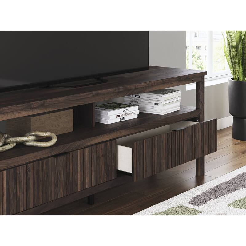 Signature Design by Ashley Cadmori Brown 72" TV Stand up to 82" - 72"W x 19"D x 27"H