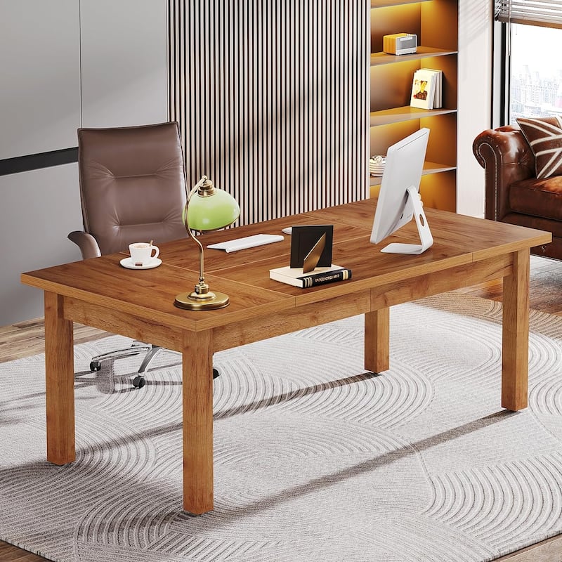 71 Inch Executive Desk, Farmhouse Computer Desk For Home Office