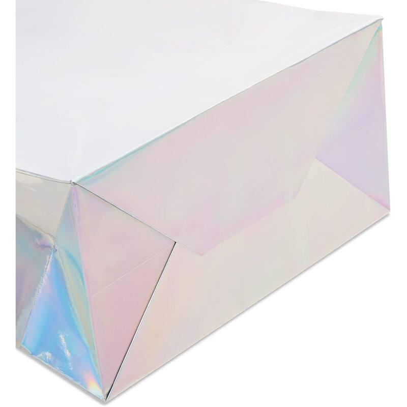 Sparkle and Bash 24 Pack Silver Holographic Gift Bags with Handles (10 x 8 x 4.25 In)