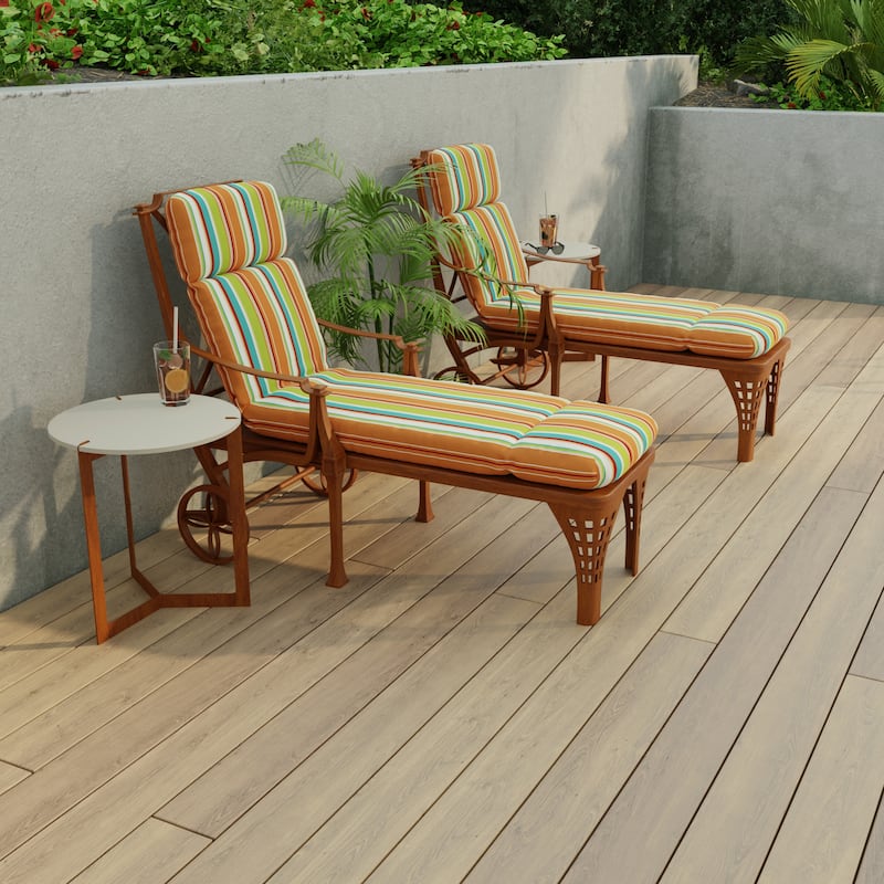 74" x 22" Outdoor Chaise Lounge Cushion with Ties and Loop - 74'' L x 22'' W x 5'' H