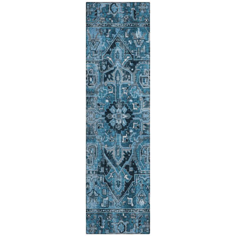 Machine Washable Indoor/ Outdoor Traditional Boho Chantille Rug