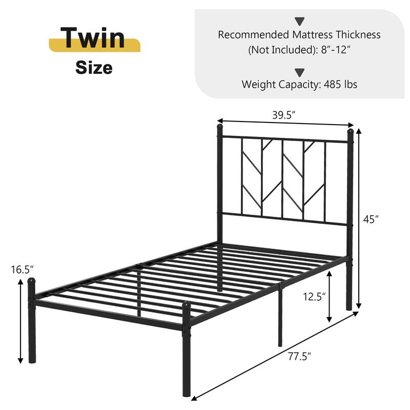 Costway Full/Qween/Twin Size Metal Platform Bed Frame Vintage