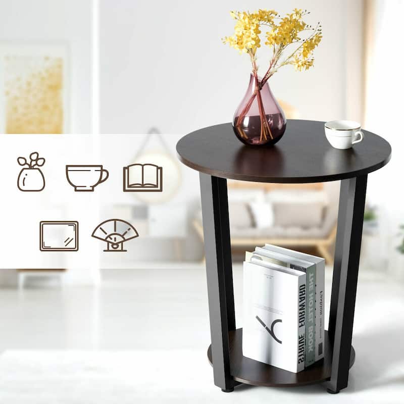 Modern 2-Tier End Table with Removable Shelf and Metal Frame - 19.5" x 19.5" x 22.5" (L x W x H)
