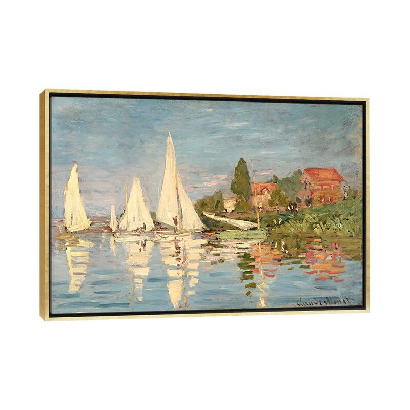 iCanvas "Regatta at Argenteuil, c.1872 " by Claude Monet Framed Canvas Print - Gold - 32x48