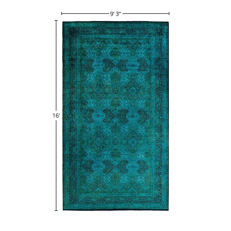 Overdyed, One-of-a-Kind Hand-Knotted Area Rug - Blue - 9' 3" x 16' 0"