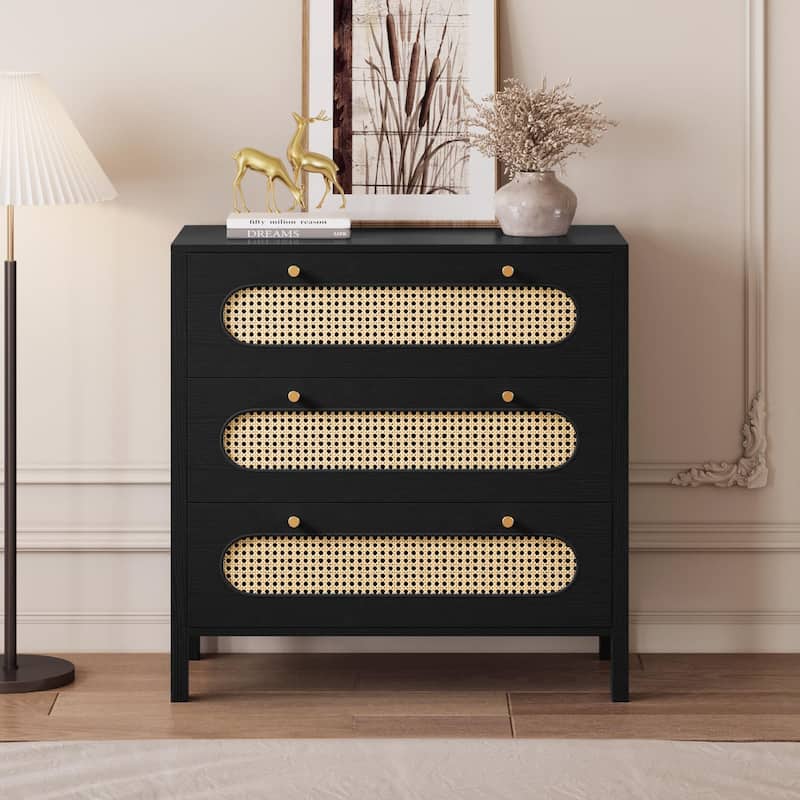 Moasis 4-6-Drawer Dresser Chest Drawer Storage Cabinet Rattan Wood Closet