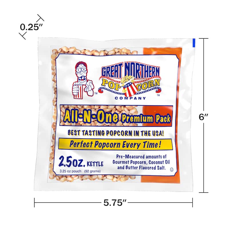 2.5oz Popcorn 40Pack AllinOne Packs with Kernels, Salt, and Oil by