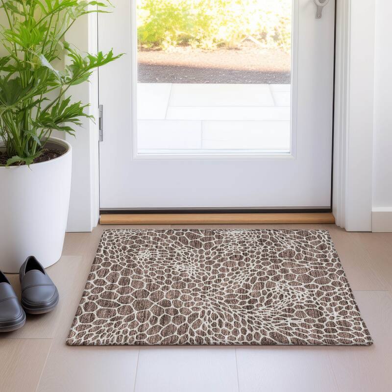 Premium Washable Super Soft Contempory Prints Mayfield Rug - Brown - 1'8" x 2'6"
