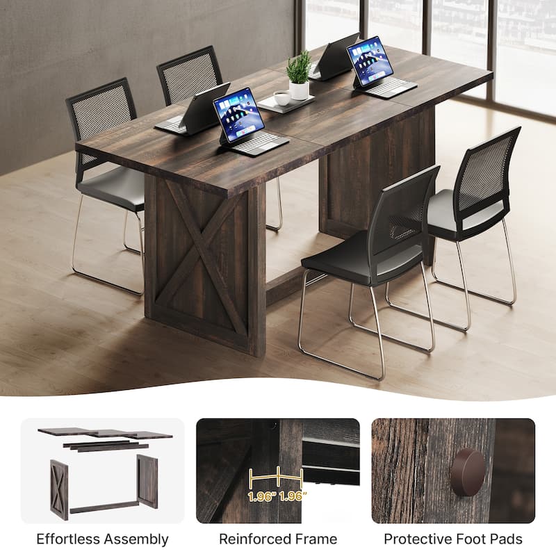 Moasis 70.8" Large Farmhouse Kitchen Dining Room Table for 6 to 8 People