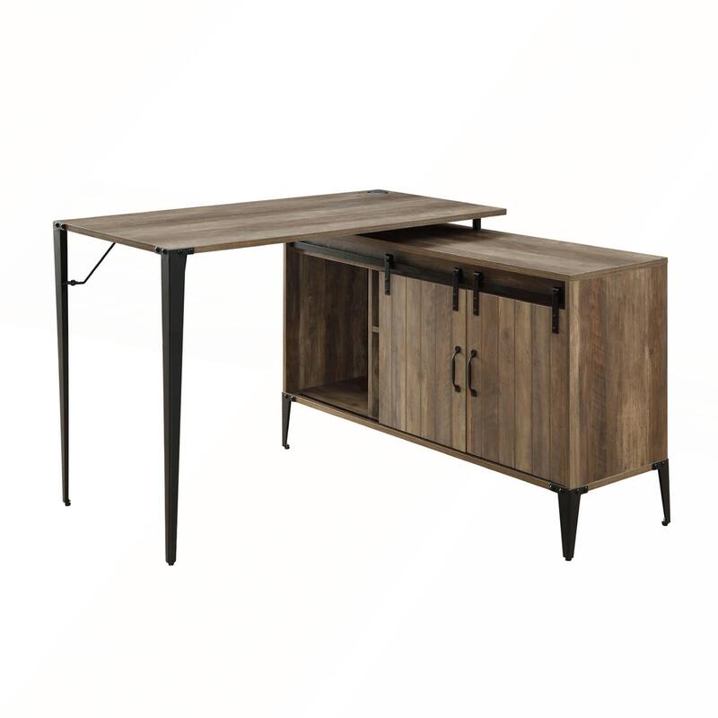 L-Shape Writing Desk with Side Cabinet