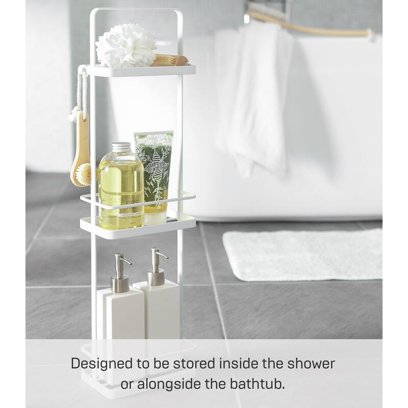 Yamazaki Home Shower Caddy - Three Sizes, Steel, Large - L 4.72 x W 7.09 x H 26.38 inches