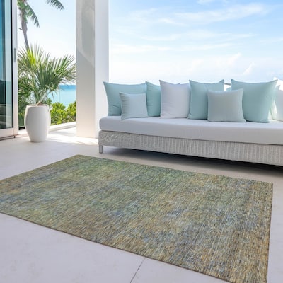 Machine Washable Indoor/ Outdoor Chantille Solid Ombre Rug