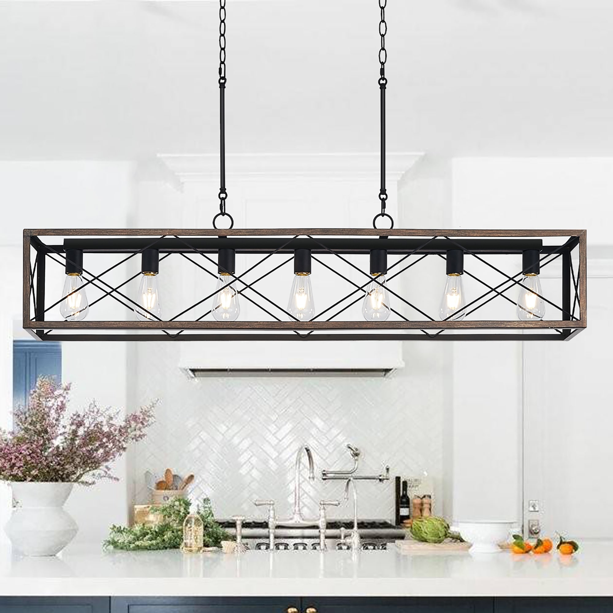 Acroma 7-light Farmhouse Linear Rectangle Chandelier