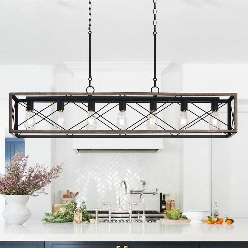 Acroma 7-light Farmhouse Linear Rectangle Chandelier