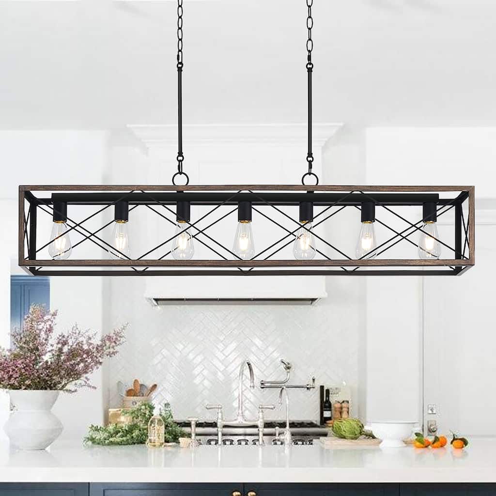 Acroma 7-light Farmhouse Linear Rectangle Chandelier