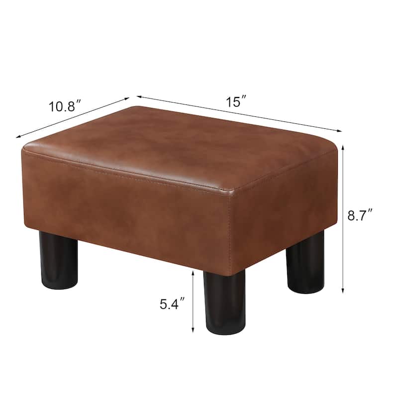 Adeco Small Rectangular Ottoman Modern PU Leather Footrest Stool Chair
