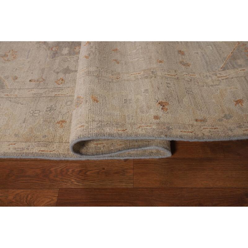 Vegetable Dye Oushak Turkish Rug Handmade Oriental Beige Wool Carpet - 5'11"x 8'8"