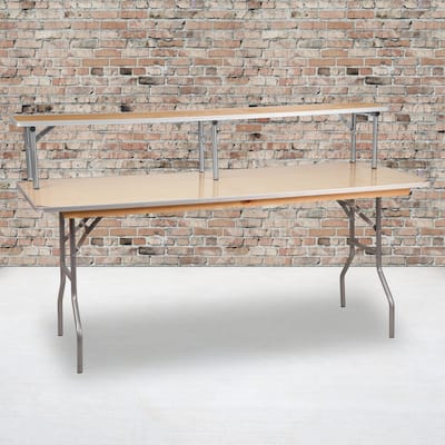 72" x 12" x 12" Birchwood Bar Top Riser with Silver Legs - 11.75"W x 72"D x 12"H - 11.75"W x 72"D x 12"H