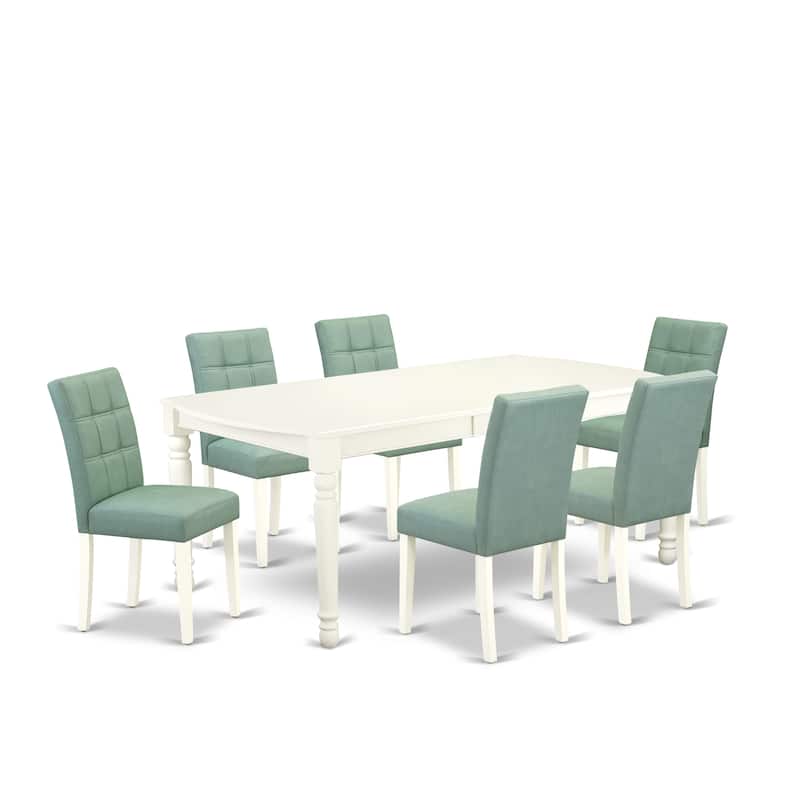 East West Furniture Kitchen Set Includes a Rectangle Kitchen Table and Chairs, Linen White (Pieces Options) - DOAS7-LWH-43