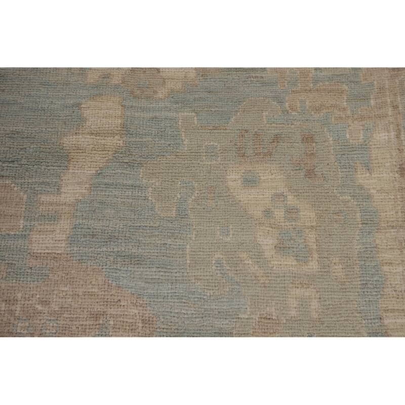 Vegetable Dye Oushak Turkish Large Area Rug Handmade Blue Wool Carpet - 12'3"x 14'6"