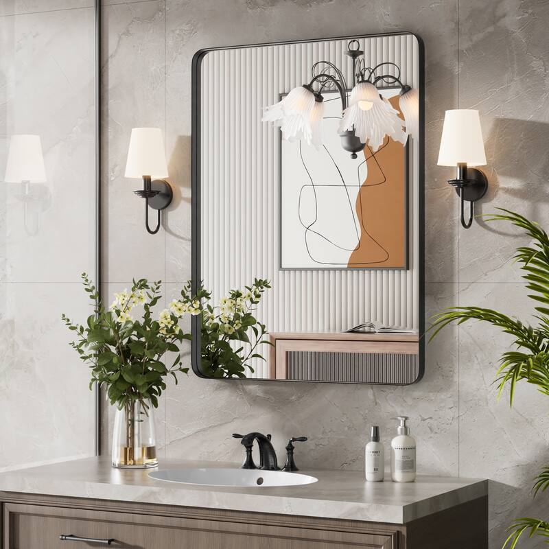 Wall Mirror Vanity Mirror Bathroom Mirror with Round Corner (1 Piece)