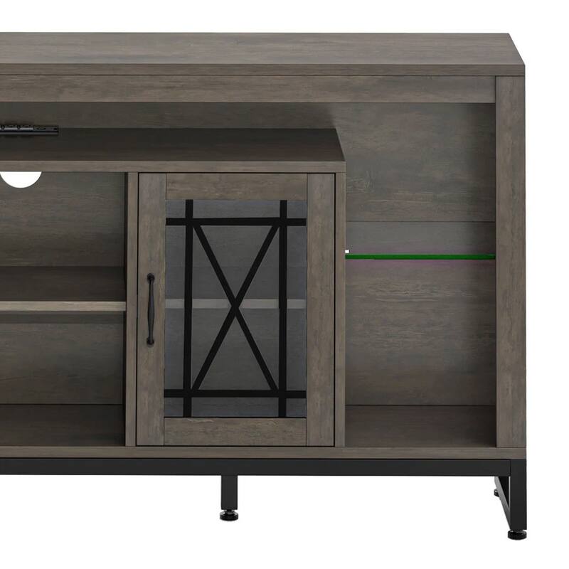 33.5'' Tall TV Stand for 75" TV with LED Lights & Power Outlets - 73 inches