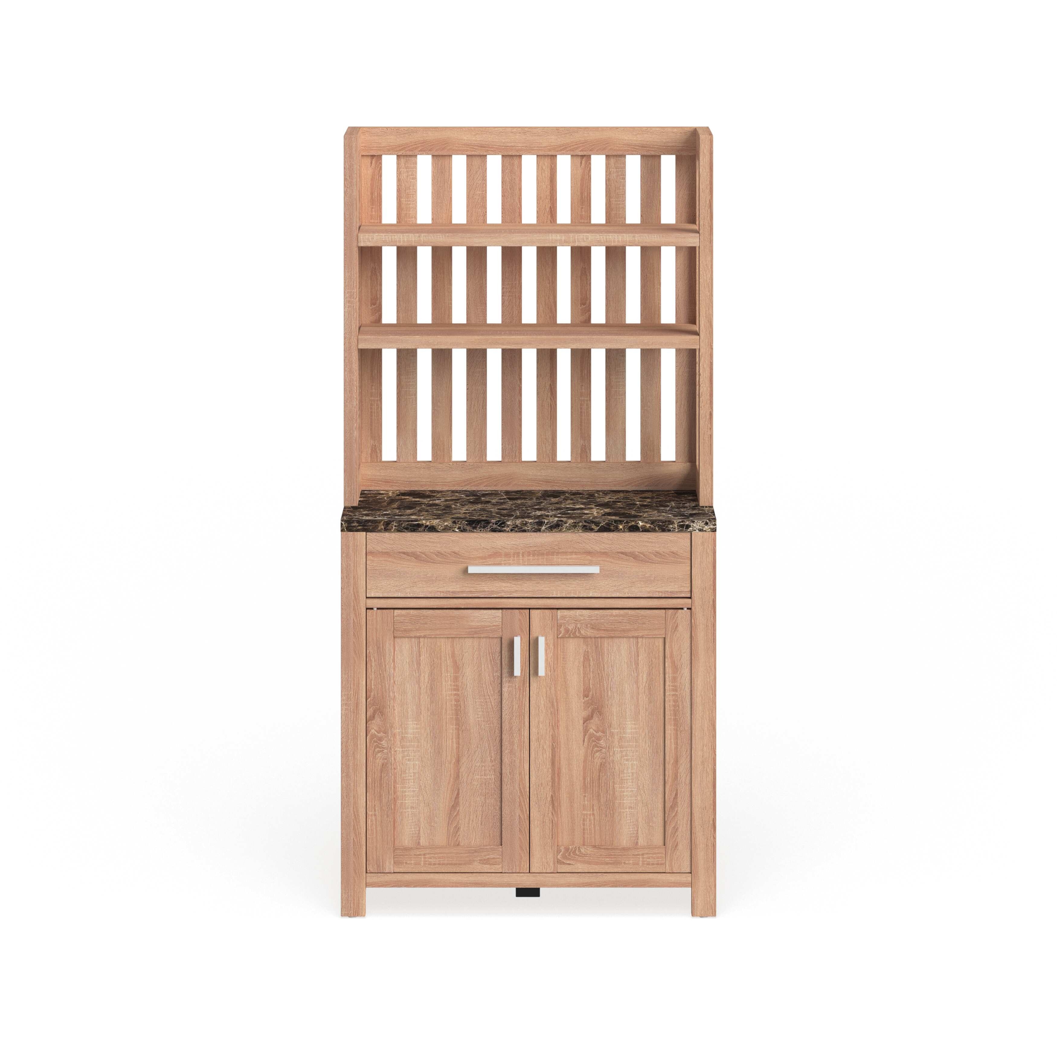 Dika Farmhouse Brown 2-Door Cabinet Baker's Rack by Furniture of