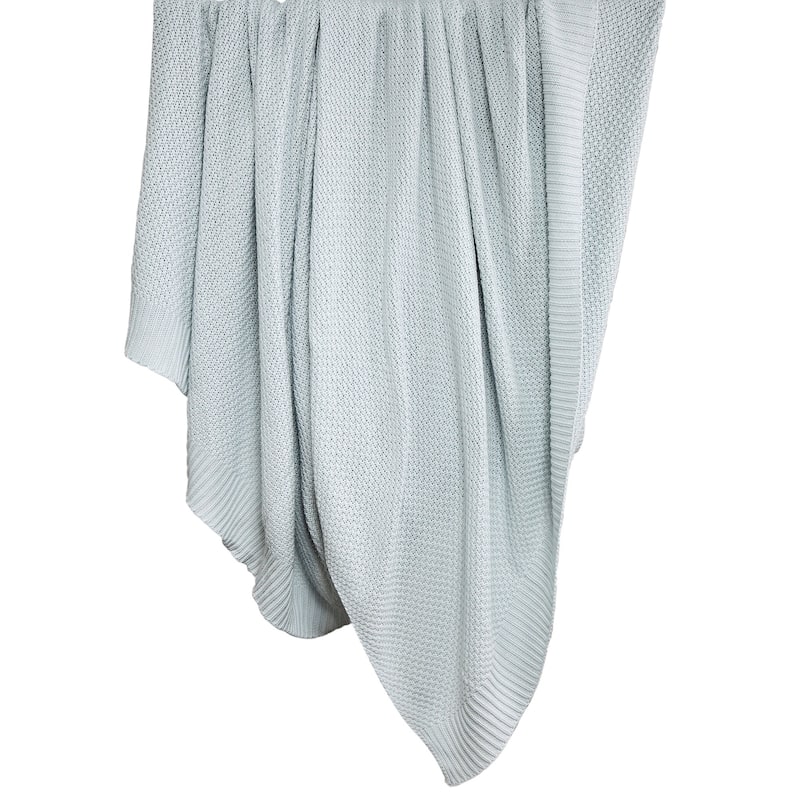 HiEnd Accents 100% Cotton Knit with Ribbed Trim Throw Blanket, 1PC