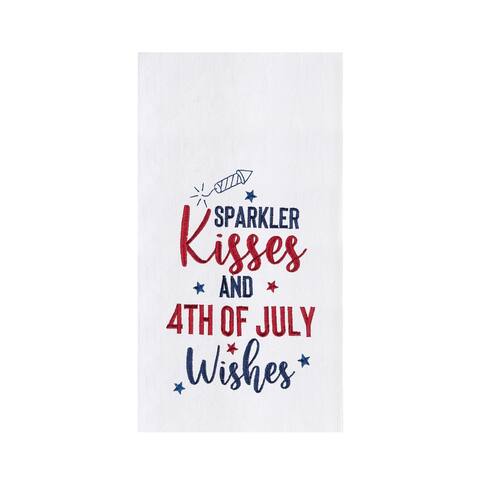 Sparkler Kisses And 4th of July Wishes Kitchen Towel