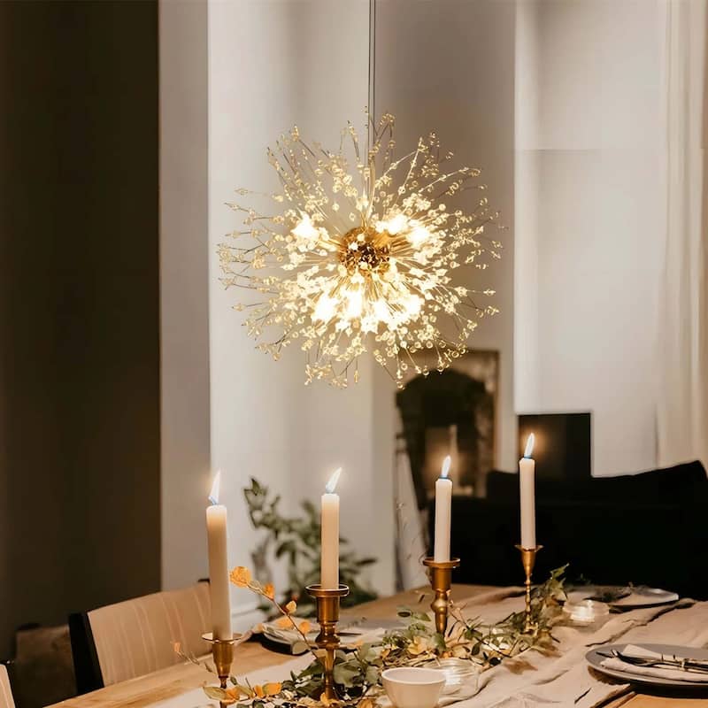 8-Light Modern Luxurious Sputnik Starburst Sphere Pendant Starburst Crystal Chandelier