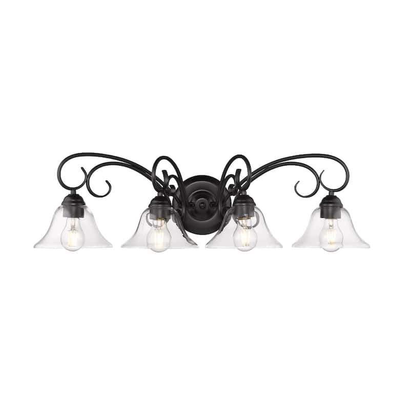 Golden Lighting Homestead 4 Light 32" Wide Bathroom Vanity Light - Black / Clear