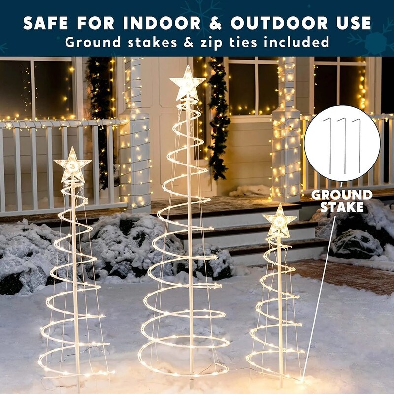 Joyfy 3 Packs Spiral Tree Christmas Decoration Outdoor, 218