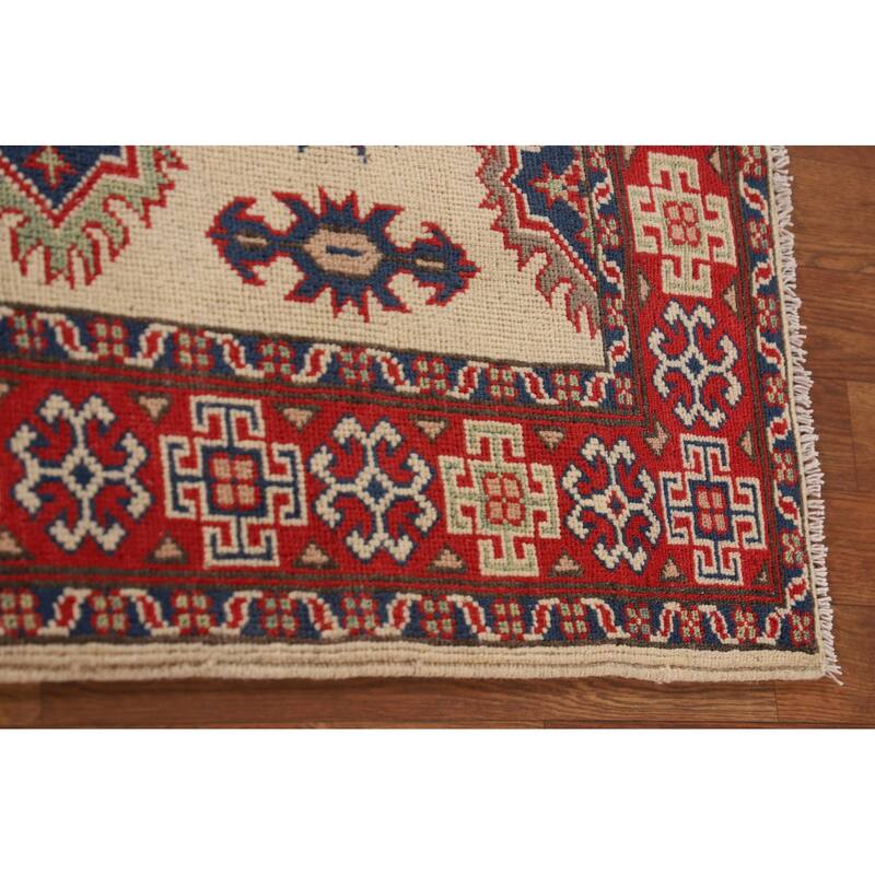 Traditional Kazak Accent Rug Handmade Wool Carpet - 3'5"x 5'1"