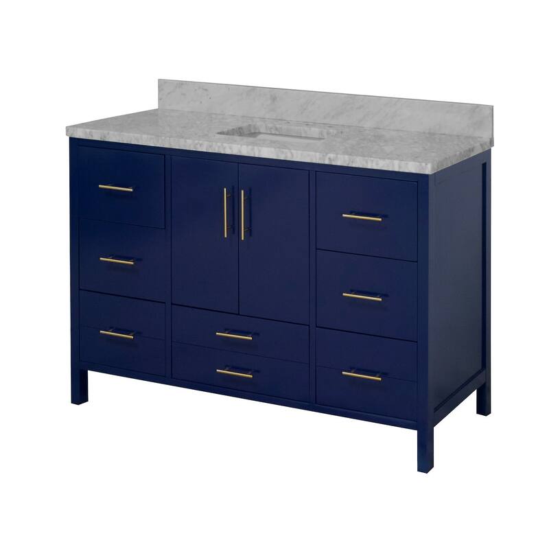 KitchenBathCollection California 60" Single Bathroom Vanity with Carrara Marble Top
