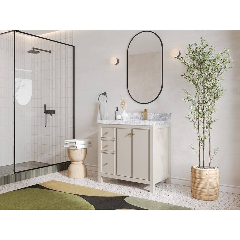 Willow Collections 36 x 22 Charlotte D Right Offset Sink Bathroom Vanity with Countertop
