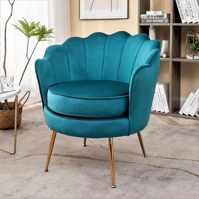 Cavett 28.3" Wide Velvet Accent Chair with Metal Legs