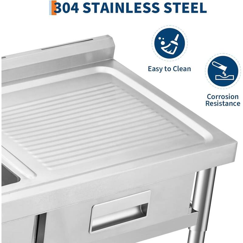 39.5x19.5x38.5inch Freestanding Single Bowl Utility Sink with Pull-Out Hot & Cold Faucet