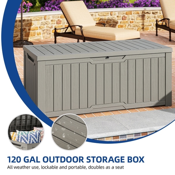 120-260 Gallons Large Resin Water Resistant Lockable Deck