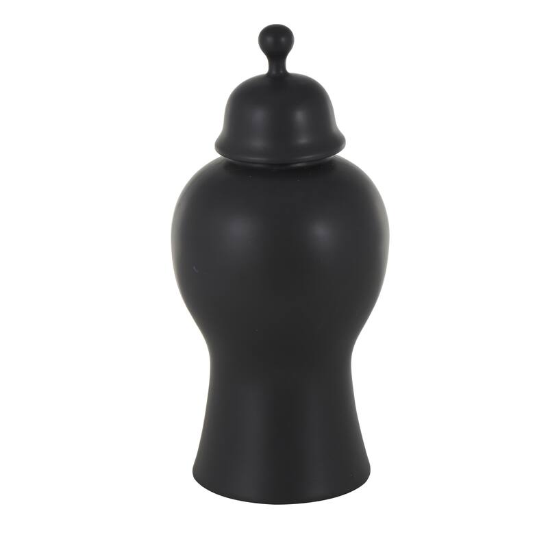 Ceramic Rounded Hourglass Decorative Jars with Lid and Ball Knob - White or Black- Roche River Decor