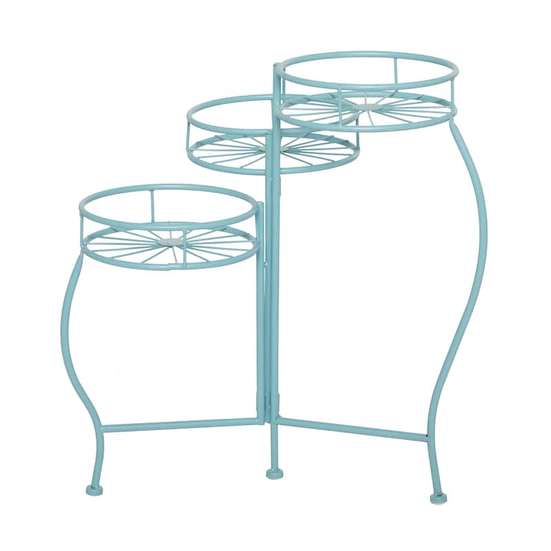 Metal Starburst Indoor Outdoor 3 Tier Indoor Outdoor Plantstand - Black, White, Green, Blue - Roche River Decor