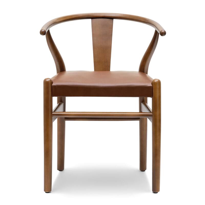 Poly & Bark Lev Vegan Leather Dining Chair with Solid Wood Frame (Set of 2)