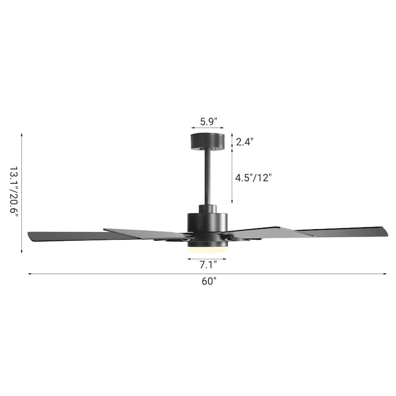 WINGBO 60-inch/72-inch 8-Blades Indoor DC Motor Ceiling Fan With LED Light and Remote Control